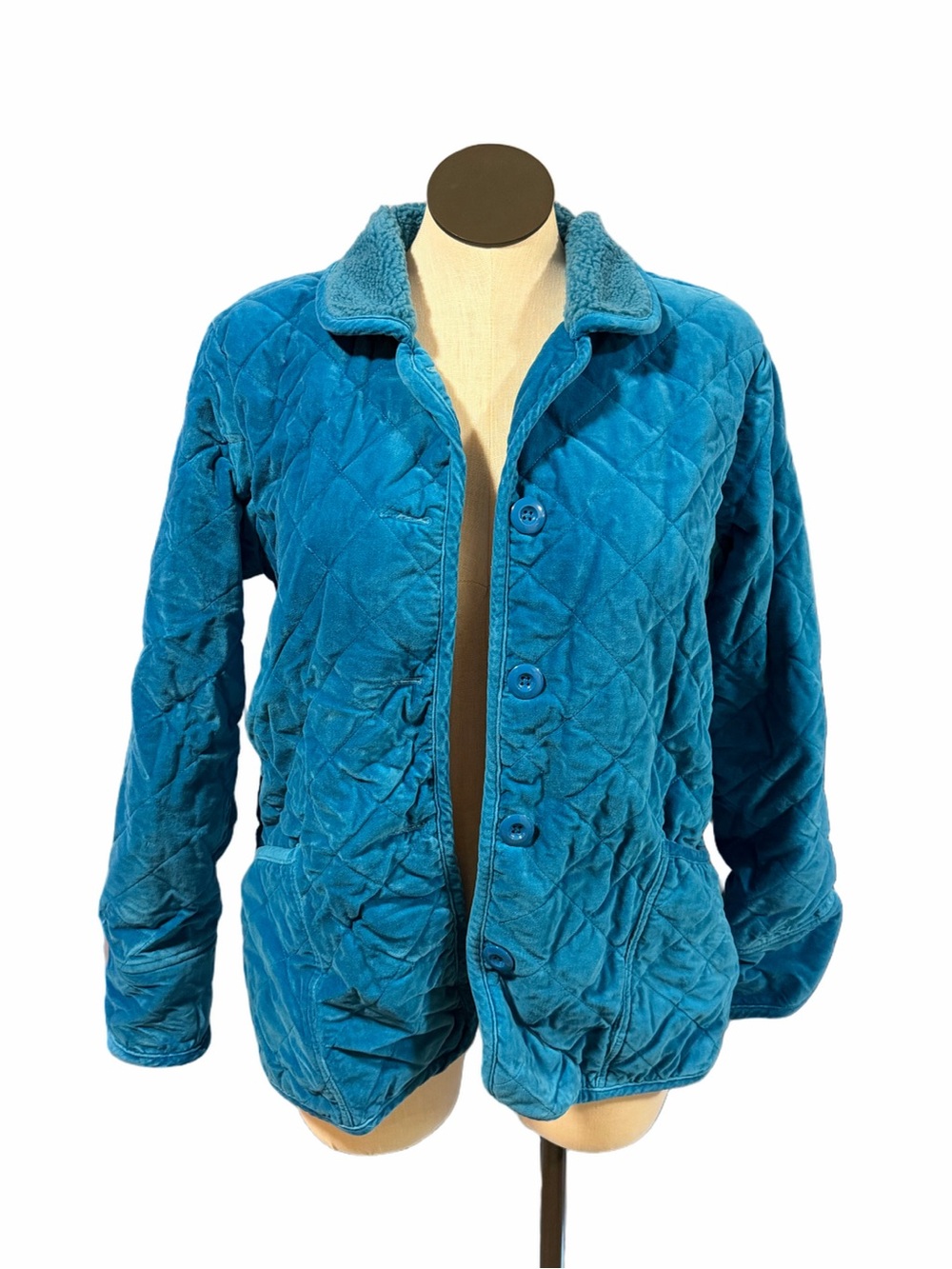 DENIM&CO Women's Quilted Teal Button-Up Jacket size large